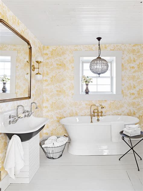 Beadboard Wallpaper On Bathroom Ceiling | Shelly Lighting