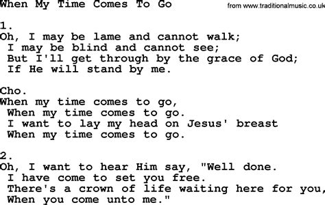 When My Time Comes To Go Apostolic And Pentecostal Hymns And Songs Lyrics And Pdf