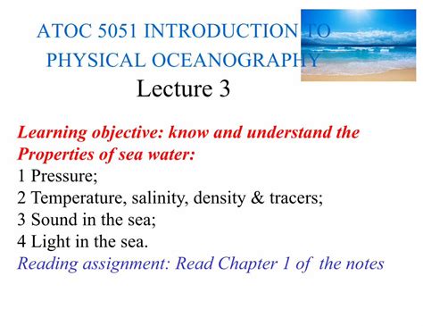 PDF PHYSICAL OCEANOGRAPHY Lecture 3whan ATOC5051 Lecture Notes