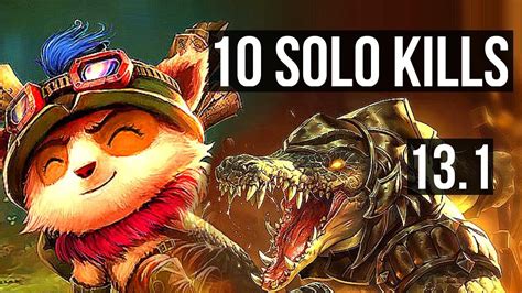 Teemo Vs Renekton Top 4 4m Mastery Rank 4 Teemo 10 Solo Kills