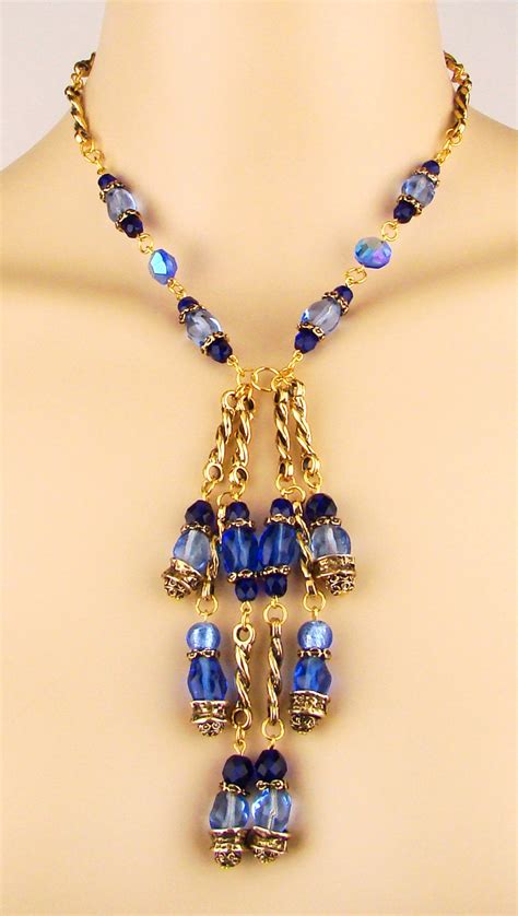 Italian Designer Venetian Murano Jewelry Set Necklace And E