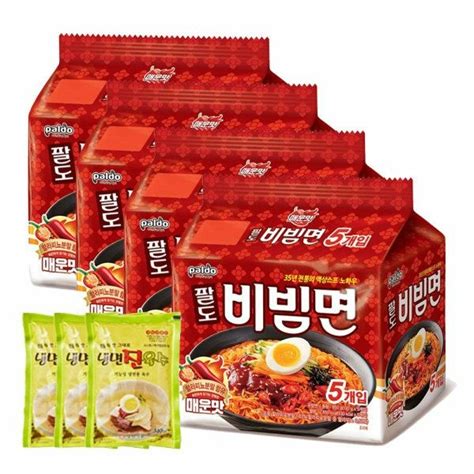 팔도 비빔면 매운맛 5입 X 4팩 총 20봉 냉면육수 3봉 증정 티몬