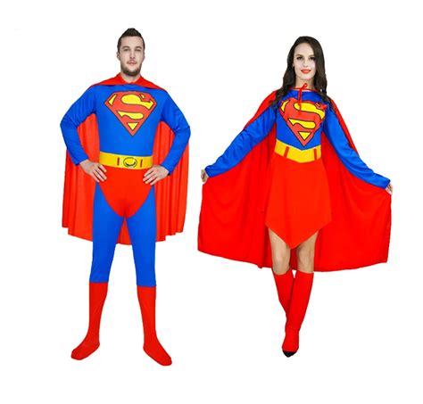 Adult Superman Costumes Red Blue Lycra Spandex Full Body Superhero Zentai Suits Super Hero Cape