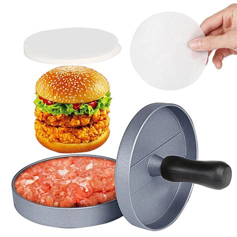 1 Set Round Shape Hamburger Press Aluminum Alloy 11cm Hamburger Meat