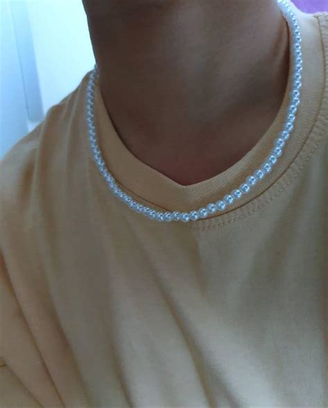 Collar de perlas acrílicas blancas de 5 mm para hombres Etsy España