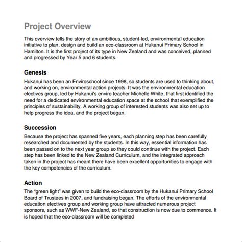 Free 12 Sample Project Overview Templates In Pdf Ms Word