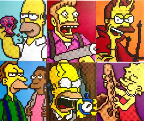 Simpsons Retro Art Handmade Pixel Portraits Perler Beads On