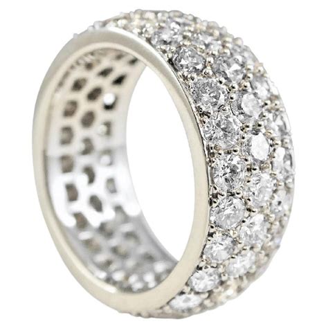 Diamond Halo Pave Large Wide Eternity Cocktail Band 18 Karat White Gold Ring For Sale At 1stdibs