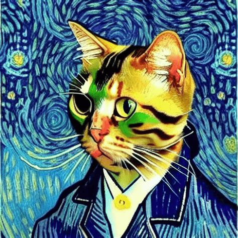 Van Gogh Cat Graphic Creative Fabrica