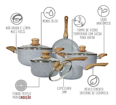 Jogo De Panela Indução Fundo Triplo Cerâmica Antiaderente Mercado Livre
