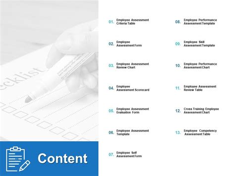 Content Employee Assessment Ppt Powerpoint Presentation Styles Graphics