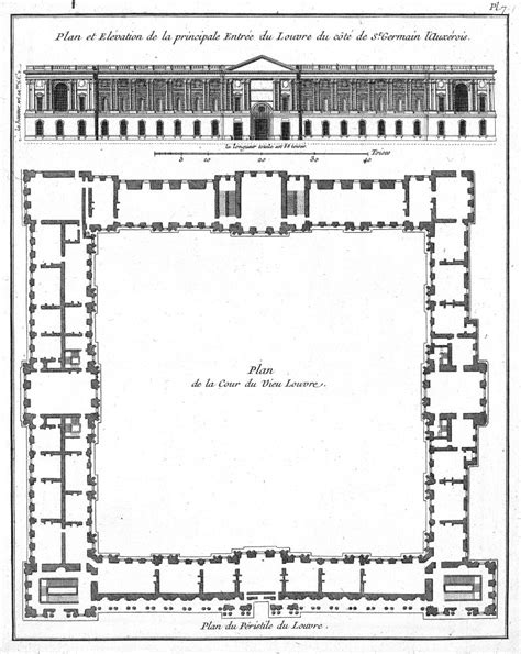 Louvre Paris East Facade And Plan Of The Cour Carree Riba Pix