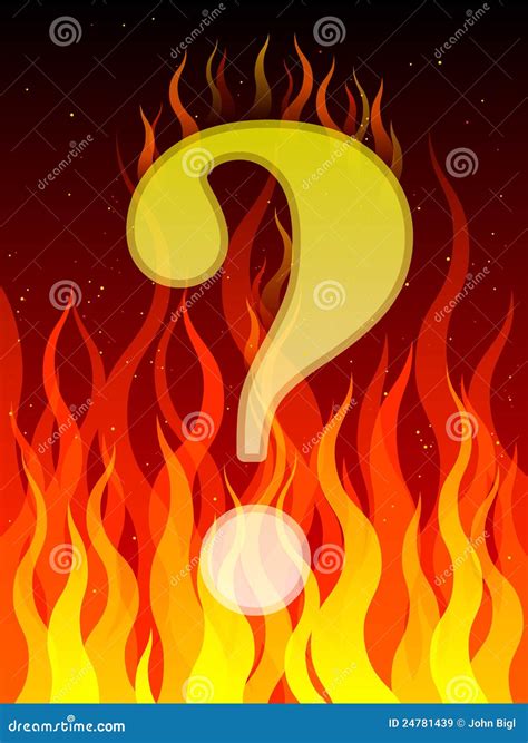 Burning Question Mark Symbol On Black Background Stock Photo