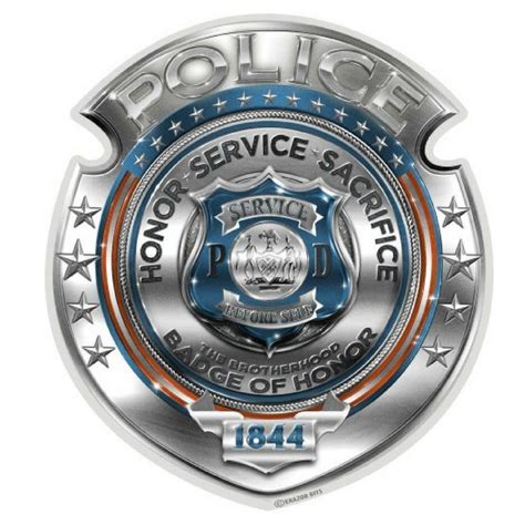 Chrome Police Badge Decal Military Republic