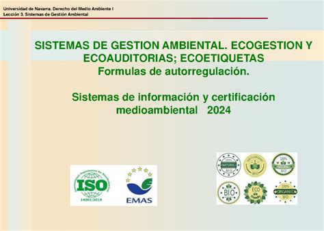 Sgma Y Ecoetiquetas 2024 Lección 3 Sistemas De Gestión Ambiental