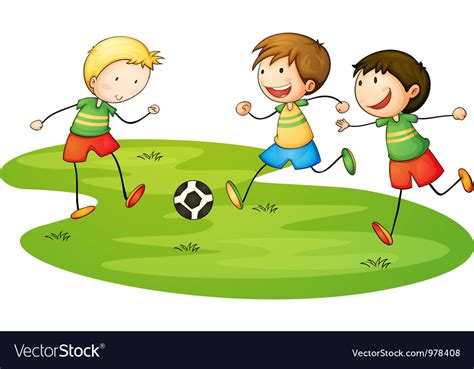 Kids soccer match Royalty Free Vector Image - VectorStock