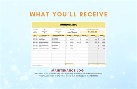 Maintenance Log Template in Excel, Google Sheets - Download | Template.net