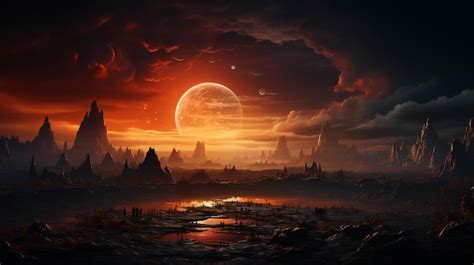 Premium AI Image Mars Landscape Alien Planet Martian Background