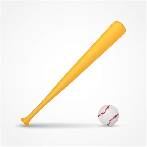 Premium Vector Wooden Baseball Bat And Ball