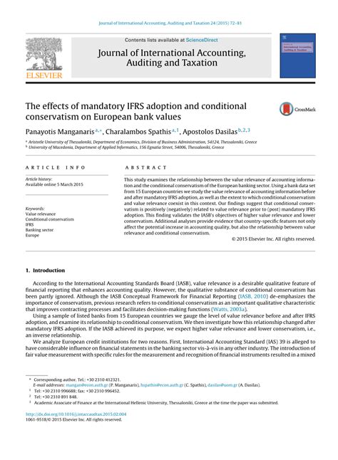 PDF The Effects Of Mandatory IFRS Adoption And Conditional