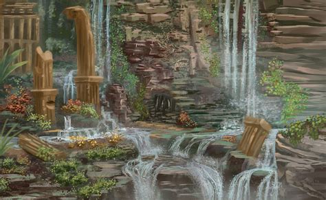 Artstation Waterfall Ruins