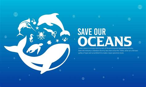 World Oceans Day Design Vector Lets Save Our Oceans Design Background