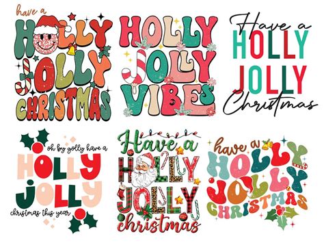 Retro Holly Jolly Christmas Svg Png Vintage Christmas Sublimation