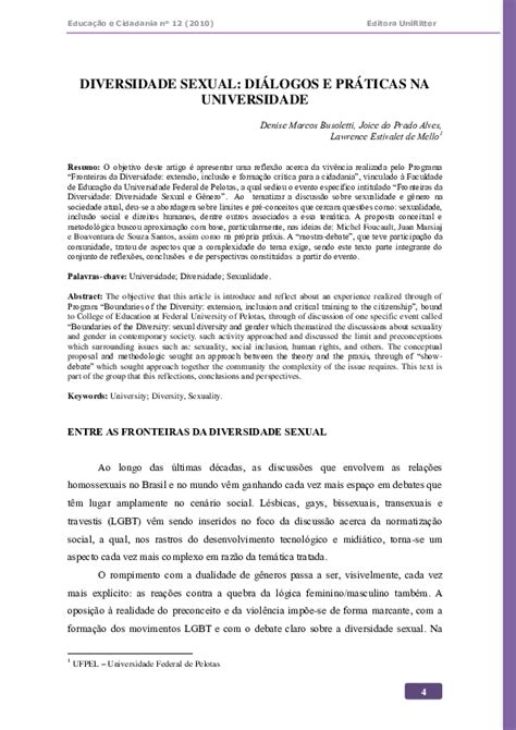 Pdf Diversidade Sexual Diálogos E Práticas Na Universidade [educação