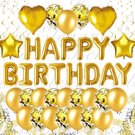 Buy Stunning Gold Birthday Decorations Pieces Including Happy