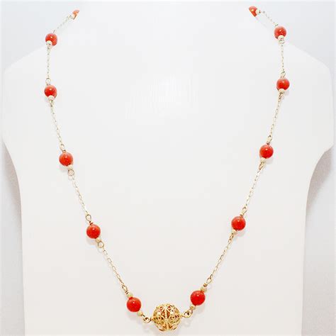 Coral Gold Necklace Jewelry Jozef Gjoni