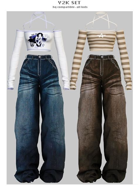 Y2k Set Babyetears Sims 4 Mods Clothes Sims 4 Clothing Sims 4