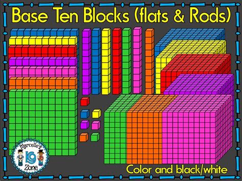 Base Ten Blocks Flats And Rods Clip Art Commercial Use Teach In