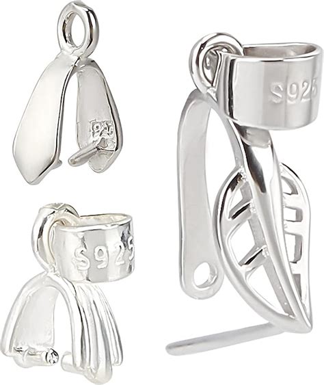 SUNNYCLUE 1 Box 925 Sterling Silver Bail Beads Pinch Clip Bail Clasps