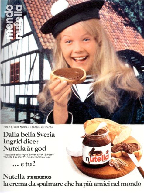 An Advertisement For Nutella With A Smiling Woman Holding A Jar Of