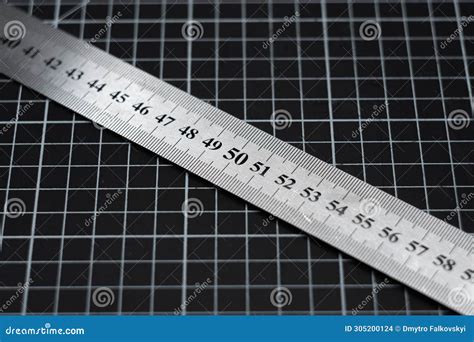 A Metal Ruler On The Mark Of 80 Centimeters Against The Background Of