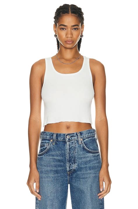 Eterne Cropped Scoop Neck Tank Top In Ivory Fwrd