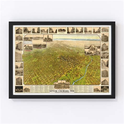 Vintage Map of Denver, Colorado 1907 by Ted's Vintage Art