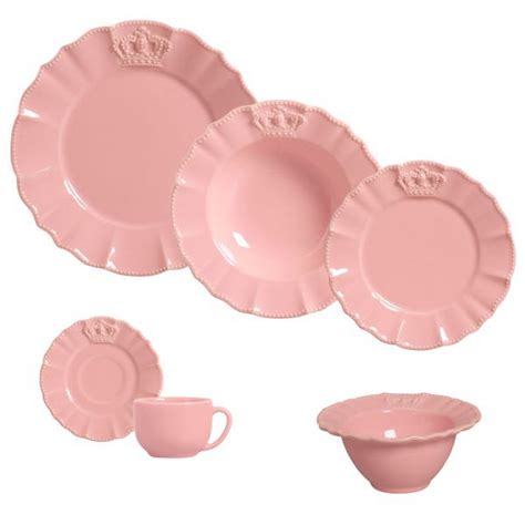 Aparelho de Jantar 30 Peças Windsor Rosa 6 Bowls Porto Brasil