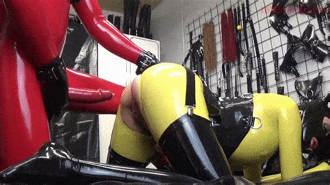 Latex Sex In Yellow And Red Latex Catsuits Rubberhell Latex Fetish Clips Clips4sale