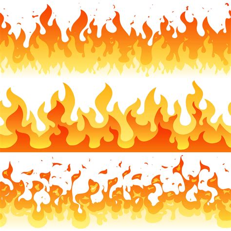 Cartoon fire flame vector seamless frame borders By Microvector ...