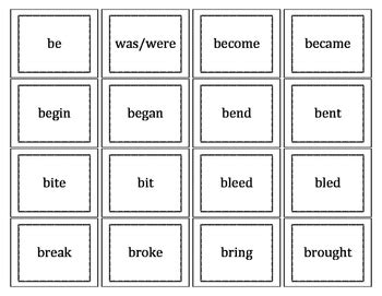 Irregular Verbs Memory Game Past Tense By Valentin Ceja TPT