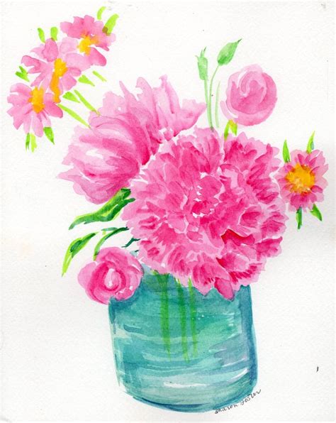 Peonies Watercolor Painting Original 8 X 10 Pink Peony - Etsy ...