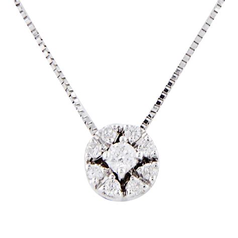 Collana Punto Luce In Oro Bianco E Diamanti Ct Misura Cm