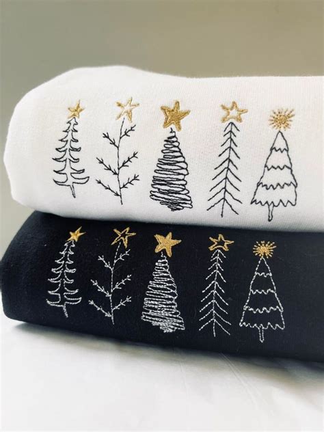 Five Simple Tree Doodles Embroidered Christmas Jumper