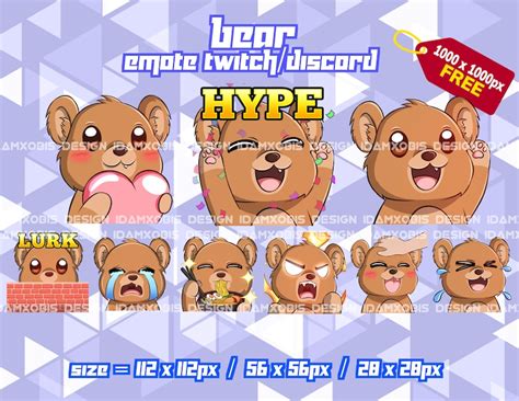 Bear Chibi Emotes Pack Bear Chibi Twitch Emotes Twitch Emotes