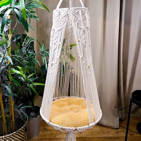 Amazon MEWOOFUN Macrame Cat Hammock Hanging Cat Bed Hammock Cat