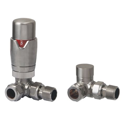 Monza Brushed Nickel Corner Thermostatic Radiator Valves Victorian Plumbing Uk