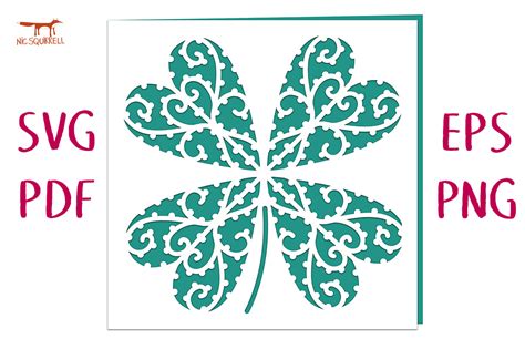 Lucky Four Leaf Clover Card Svg Cut File Graphic By Nic Squirrell