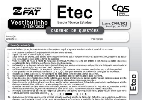 O que Cai na Prova da ETEC 2023 Matérias Apostilas e Questões PDF