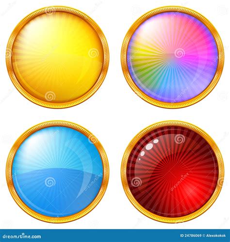 Colorful Round Buttons Set Stock Vector Illustration Of Golden